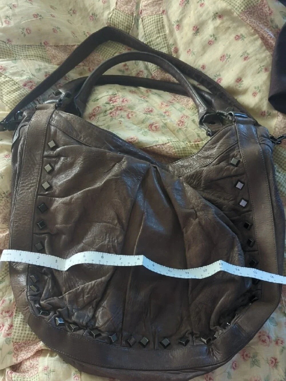 Treesje Leather Brown Studded Hobo Bag - Picture 7 of 14